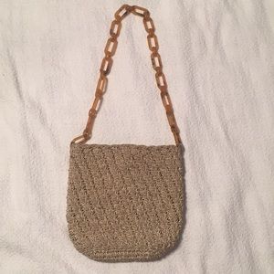 Carrie Forbes Tan Crochet Shoulder Bag